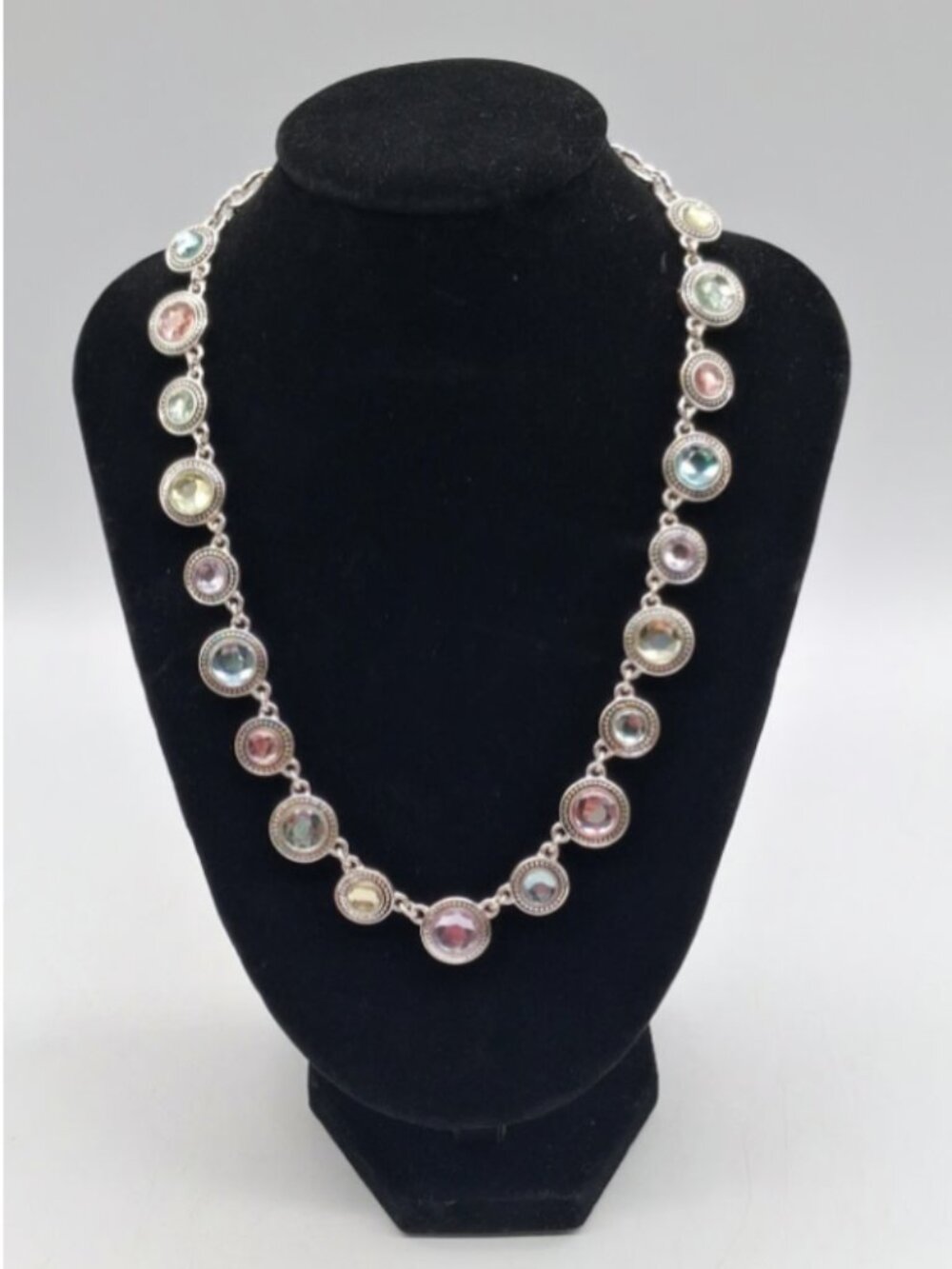 Napier Silver Tone Rainbow Color Collar Necklace
